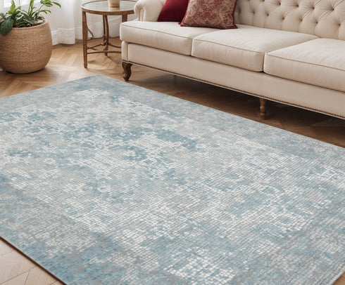 2' X 3' Gray Blue And Ivory Medallion Area Rug
